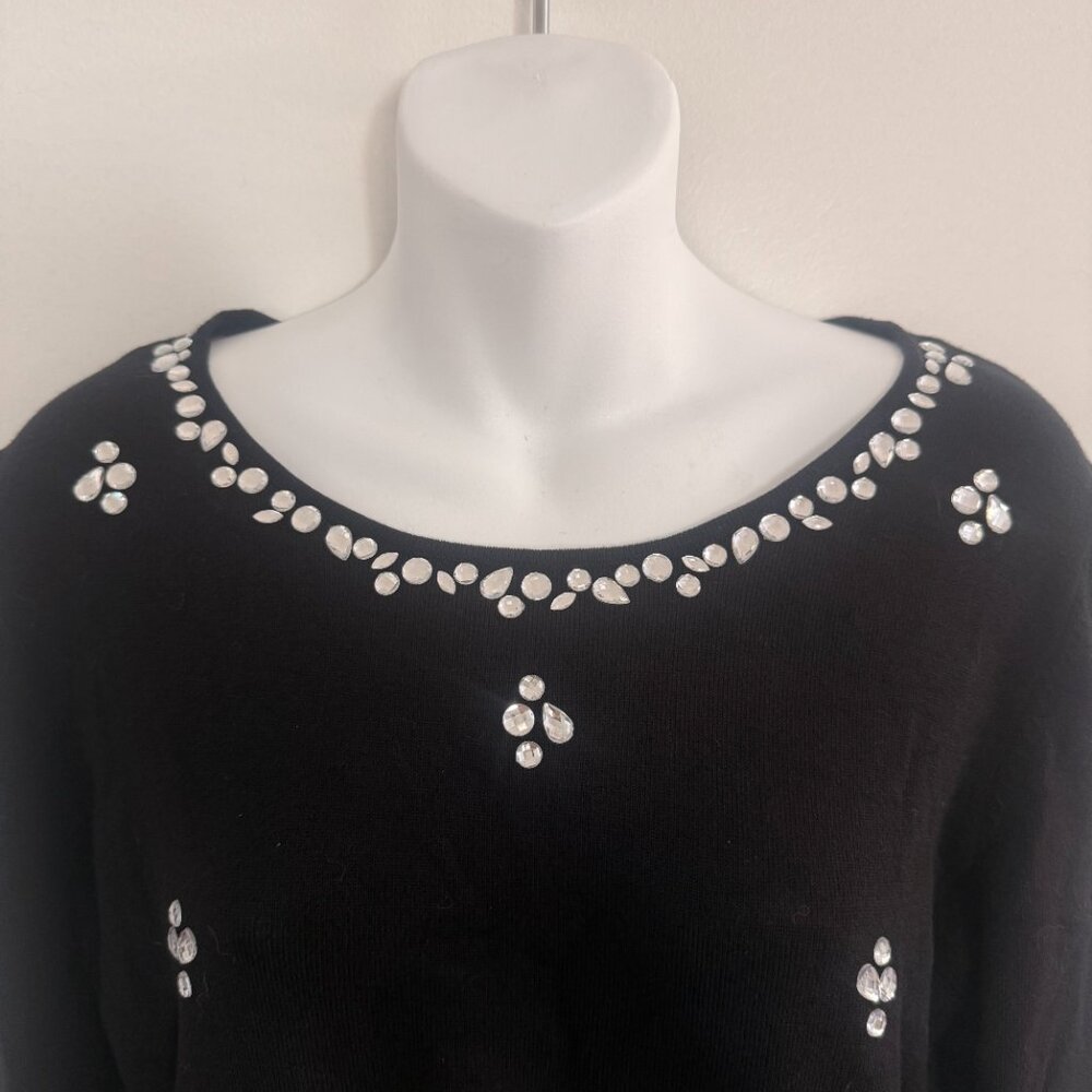 Ruby Rd. Petite Embellished Knit Top | Black | PM - Picture 6 of 9